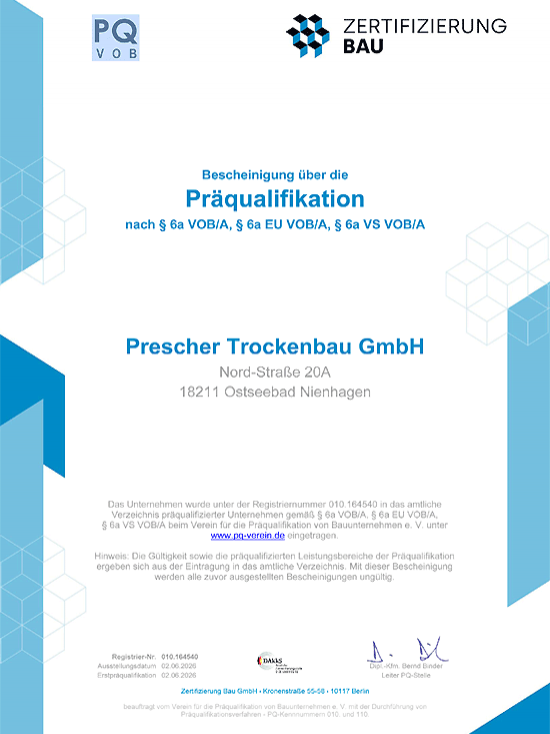 Präqualifikation nach VOB